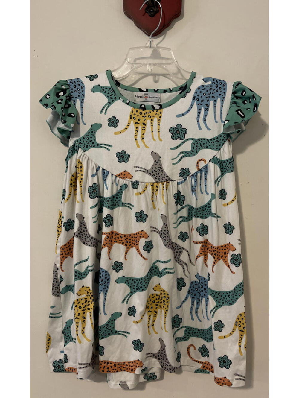 Adorable Sweetness Girls Sz 12 Boutique Animal Floral Print Tunic Blouse! A5751